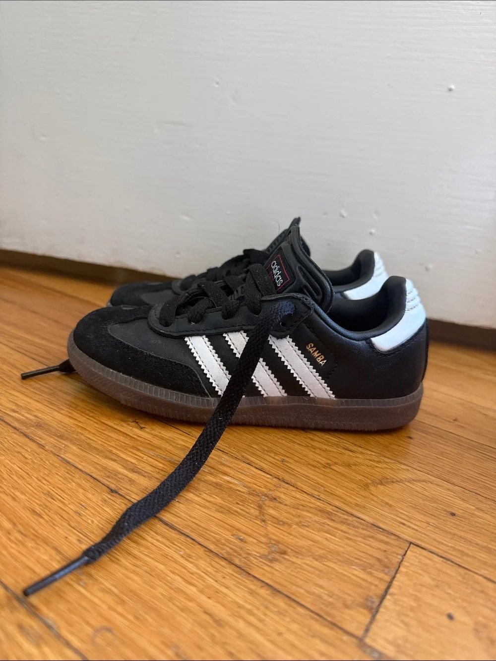 adidas Kids Samba Sneakers - Black with White Stripes
